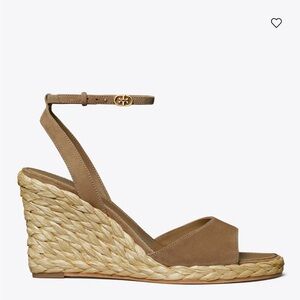 Tory Burch Taupe/Brown Suede Espadrilles Wedges